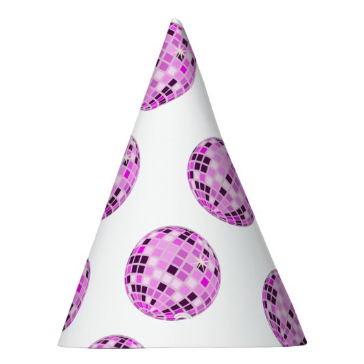 Moderne roze Paarse Disco Ball Tekening White Feesthoedjes (Rechts)