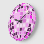 Moderne roze Paarse Disco Ball Tekening White Grote Klok (Hoek)