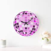 Moderne roze Paarse Disco Ball Tekening White Grote Klok (Huis)
