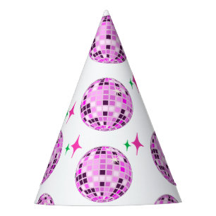 Moderne roze Paarse Disco Ball White Party Feesthoedjes