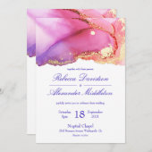 Moderne roze Paarse gouden Waterverf Kaart (Voorkant / Achterkant)