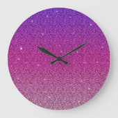 Moderne roze paarse gradiënt glitter girale grote klok (Voorkant)