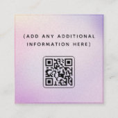 Moderne roze Paarse gradiënt Sociale media QR Code Vierkante Visitekaartje (Achterkant)