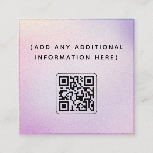 Moderne roze Paarse gradiënt Sociale media QR Code Vierkante Visitekaartje (Achterkant)