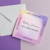 Moderne roze Paarse gradiënt Sociale media QR Code Vierkante Visitekaartje