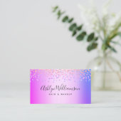 Moderne roze paarse kapsalon make-up artiest luxe visitekaartje (Staand voorkant)