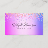 Moderne roze paarse kapsalon make-up artiest luxe visitekaartje (Voorkant)