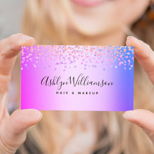 Moderne roze paarse kapsalon make-up artiest luxe visitekaartje