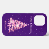 Moderne Roze Paarse Kerstboom Naam Custom Case-Mate iPhone Case (Achterkant (horizontaal))
