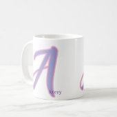 Moderne Roze & Paarse Monogram Met Persoonlijke Na Koffiemok (Voorkant links)
