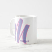 Moderne Roze & Paarse Monogram Naam Personalized M Koffiemok (Voorkant links)