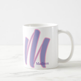 Moderne Roze & Paarse Monogram Naam Personalized M Koffiemok