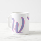 Moderne Roze & Paarse Monogram Naam Personalized W Koffiemok (Voorkant links)