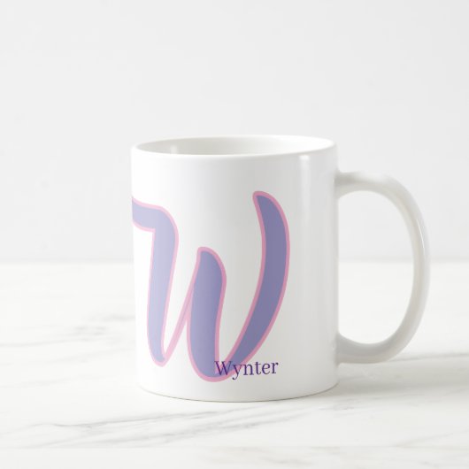 Moderne Roze & Paarse Monogram Naam Personalized W Koffiemok (Rechts)