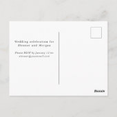 Moderne roze paarse rozen grens bruiloft uitnodigi briefkaart (Achterkant)