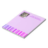 Moderne roze Paarse stripes Persoonlijke foto Notitieblok (Linkerzijde)