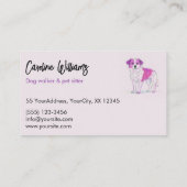Moderne roze paarse tekening hond walker huisdier visitekaartje (Achterkant)