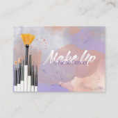 Moderne roze Paarse Waterverf Makeup-penselen Visitekaartje (Voorkant)