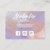 Moderne roze Paarse Waterverf Makeup-penselen Visitekaartje (Achterkant)