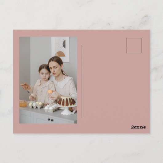 Moderne roze, paasfotokaart met briefje briefkaart (Achterkant)