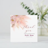 Moderne roze pampagras bruidsdouche bedankkaart (Staand voorkant)