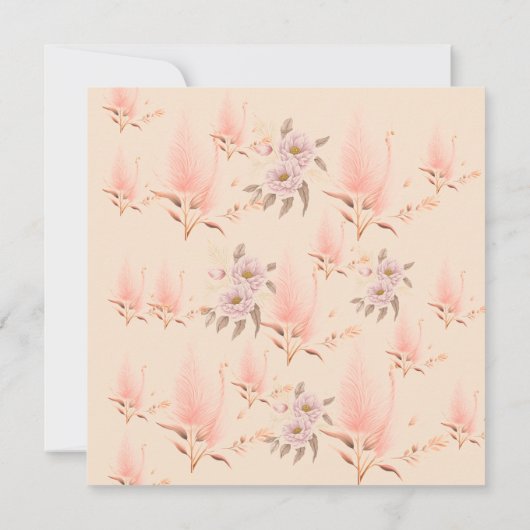 Moderne roze pampasgras bruidsdouche bedankkaart (Achterkant)