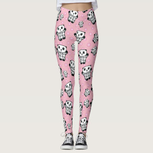 Moderne Roze Panda Beer Stippen Leggings