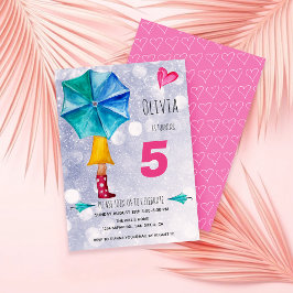 Moderne Roze Paraplu Meisje Aquarel Illustratie Aankondiging