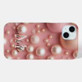 Moderne Roze Parel Glitter Aangepaste Naam Monogra Case-Mate iPhone Case (Achterkant (horizontaal))