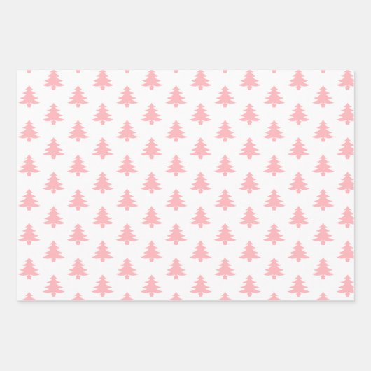 Moderne roze parelroze kerstbomen gemengd inpakpapier vel (Voorkant)