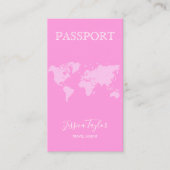 Moderne Roze Paspoort Wereldkaart Boarding Pass Visitekaartje (Voorkant)