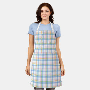 Moderne Roze Pastel Gingham Kerstmis Schort