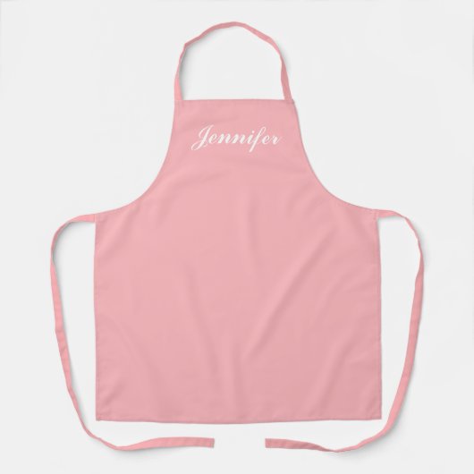 Moderne Roze Pastel Script Monogram Vrouwenkeuken Schort (Voorkant)
