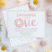 Moderne Roze Pastelkleurige Zoete Donut 1e Verjaar Kaart