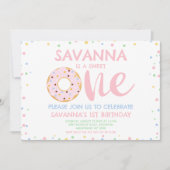 Moderne Roze Pastelkleurige Zoete Donut 1e Verjaar Kaart (Voorkant)