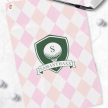 Moderne Roze Patroon Groene Golfbal Naam Monogram