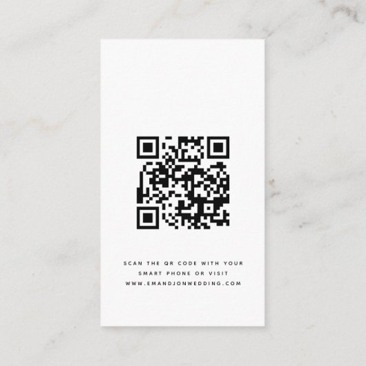 Moderne roze peach Florals QR Code Weddenschap Det Informatiekaartje (Achterkant)