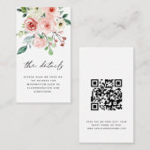 Moderne roze peach Florals QR Code Weddenschap Det Informatiekaartje (Voorkant / Achterkant)