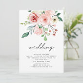 Moderne roze peach Florals QR Code Weddenschap Kaart (Staand voorkant)