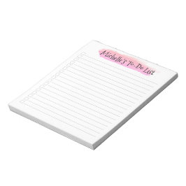Moderne Roze Penseelstreek Gepersonaliseerde Check Notitieblok