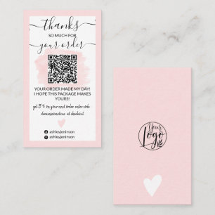 Moderne roze penseelstreek logo Qr-code bedankt Visitekaartje