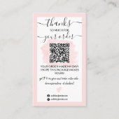 Moderne roze penseelstreek logo Qr-code bedankt Visitekaartje (Voorkant)