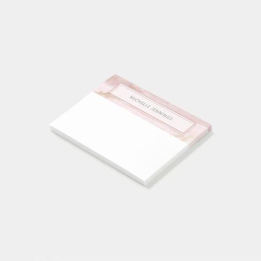 Moderne roze penseelstreek post-it® notes (Schuin)