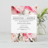 Moderne roze penseelstreken abstracte trendy bruil kaart (Staand voorkant)