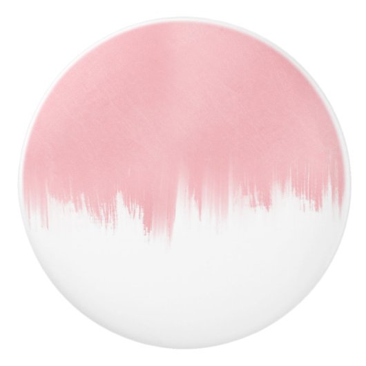Moderne roze penseelstreken wit ontwerp keramische knop (Voorkant)