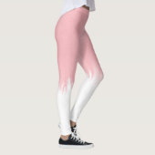 Moderne roze penseelstreken wit ontwerp leggings (Rechts)