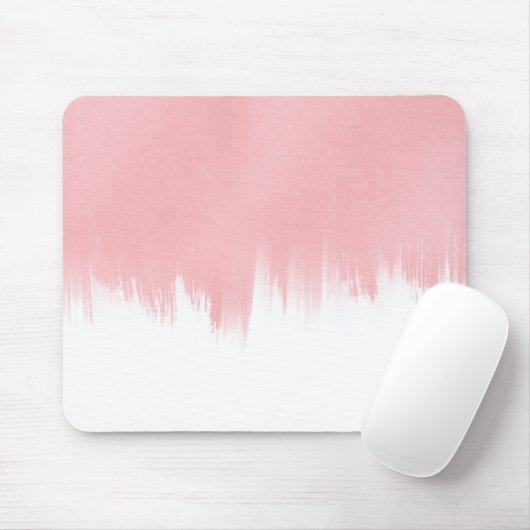 Moderne roze penseelstreken wit ontwerp muismat (Met muis)