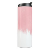 Moderne roze penseelstreken wit ontwerp thermosbeker (Gedraaid links)