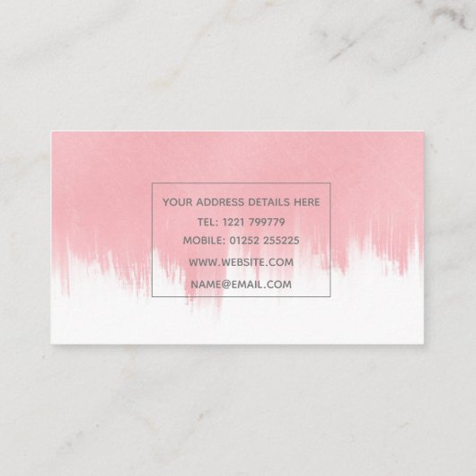 Moderne roze penseelstreken wit ontwerp visitekaartje (Achterkant)