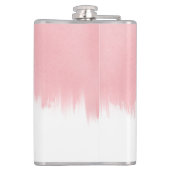 Moderne roze penseelstreken witte Design Heupfles (Achterkant)